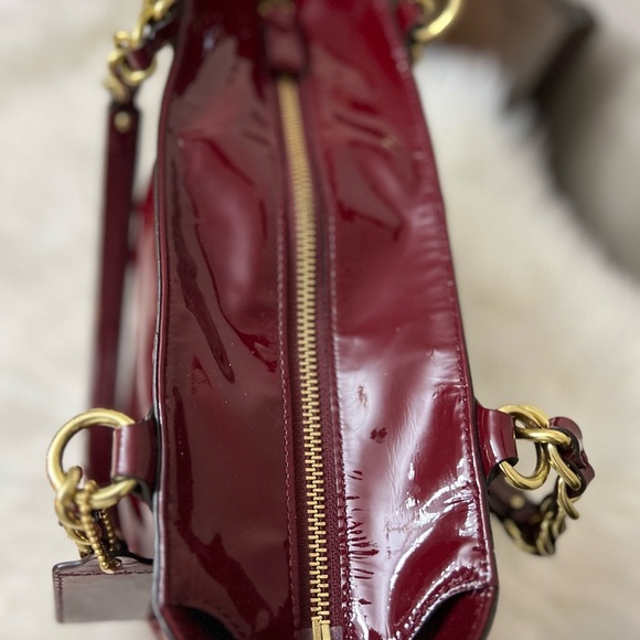 Coach Burgundy Patent Leather Tote - Picture 11 of 14